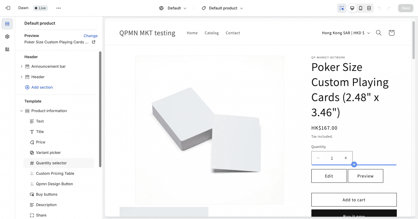screen cap of shopify product editing